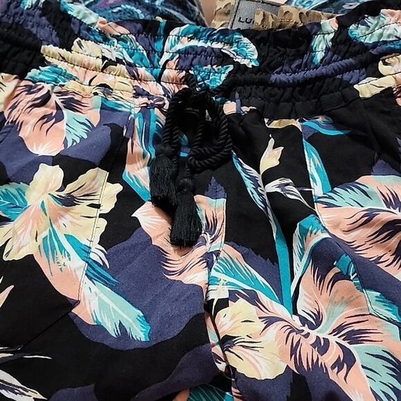 Roxy Oceanside Printed Pants Anthracite Tropical Women's size XS - Picture 5 of 7